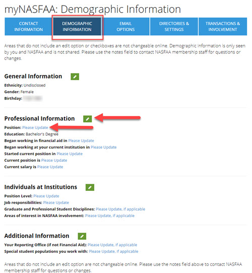 Demographic Information Tab