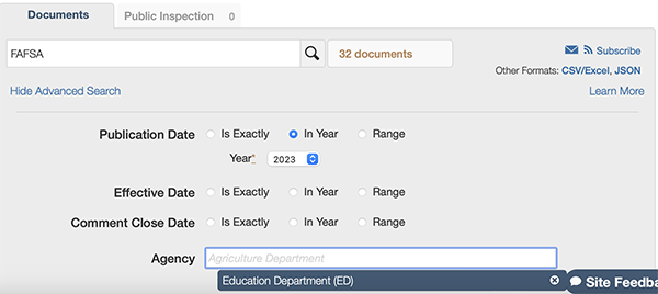 Federal Register Document Search