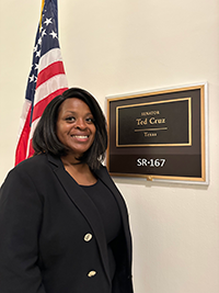 Danchees Ingram outside Sen. Ted Cruz's office