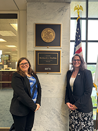 Emily Osborn and Susan Bogart outside Sen. Durbin's office